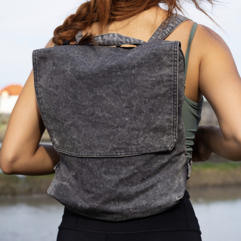 Wholesome Culture Black Denim Convertible Backpack/Crossbody Bag